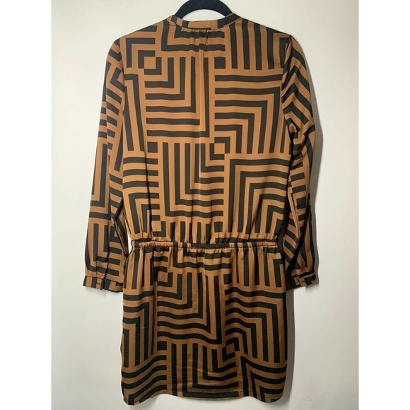 Noir Silky Brown Multicolor Geometric Mini Dress S - Picture 4 of 4
